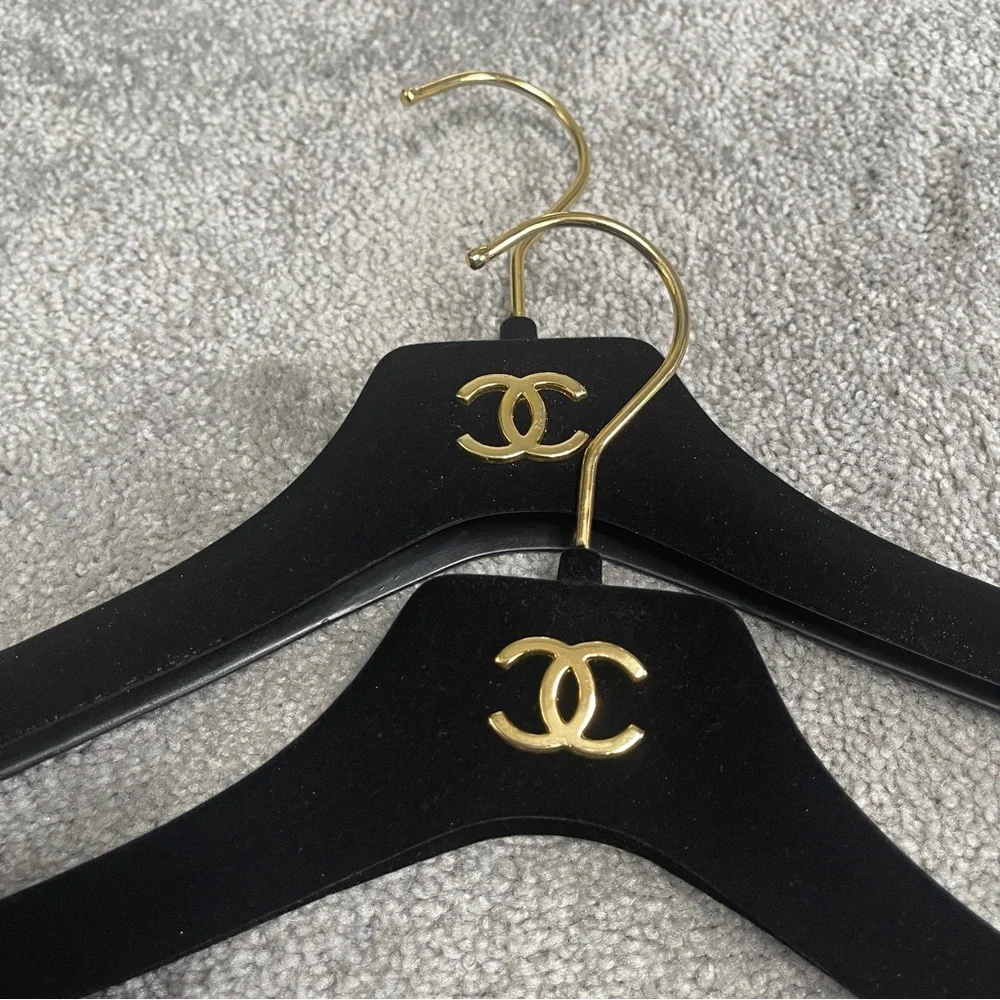 CHANEL Black Velvet Hangers, Set of 2
